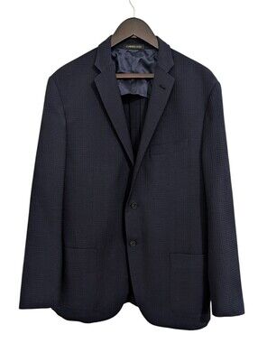 Corneliani Italy Navy Blue Waffle Knit Virgin Wool Blazer - Size EU 54R US 44R